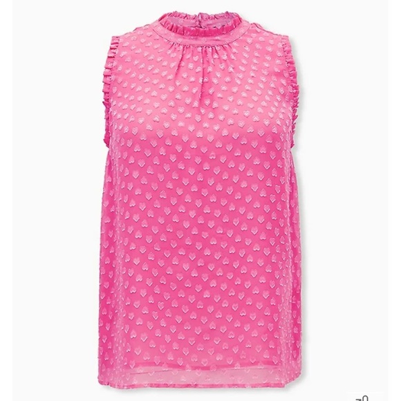 NWT Torrid Pink Heart Clip-Dot Mock Neck Top Size 0 (Large/12) - Picture 1 of 10